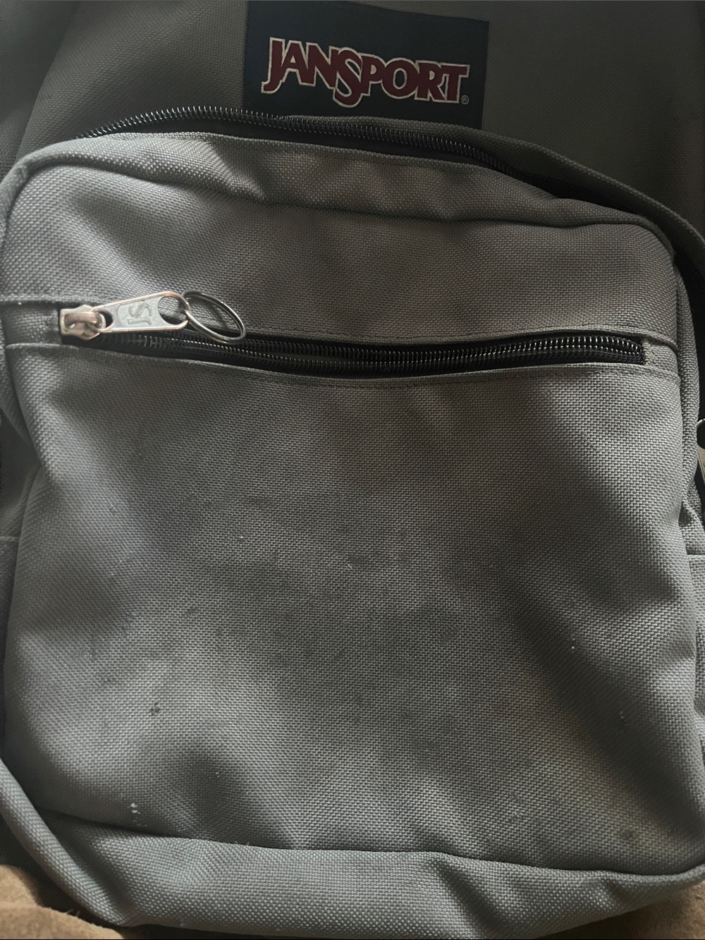 Jansport Gray Backpack Brown Suede Base right pack back to school - Picture 7 of 7